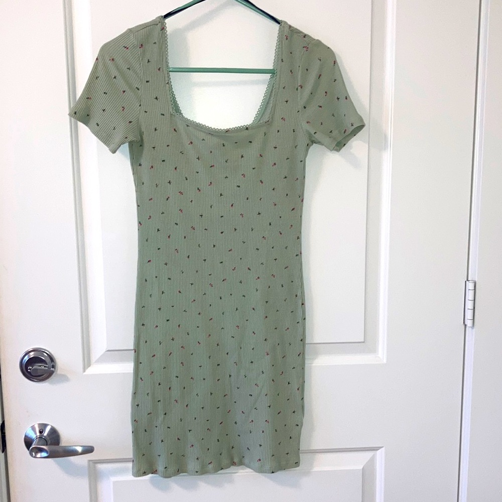 H&M first floral mini dress mint green